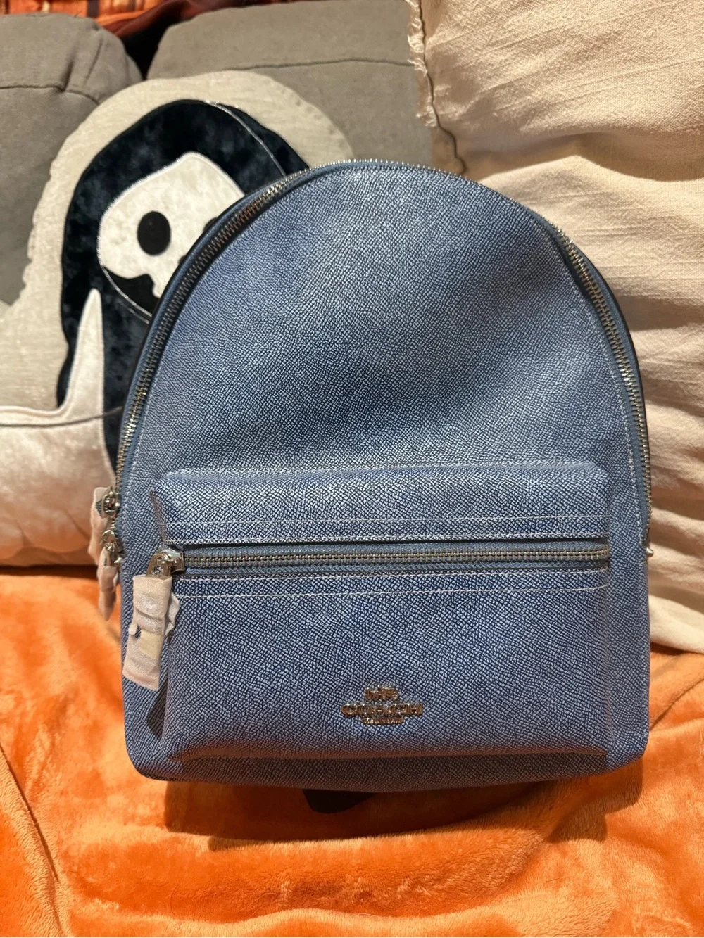Coach Light Blue Mini Backpack with Silver Hardware
